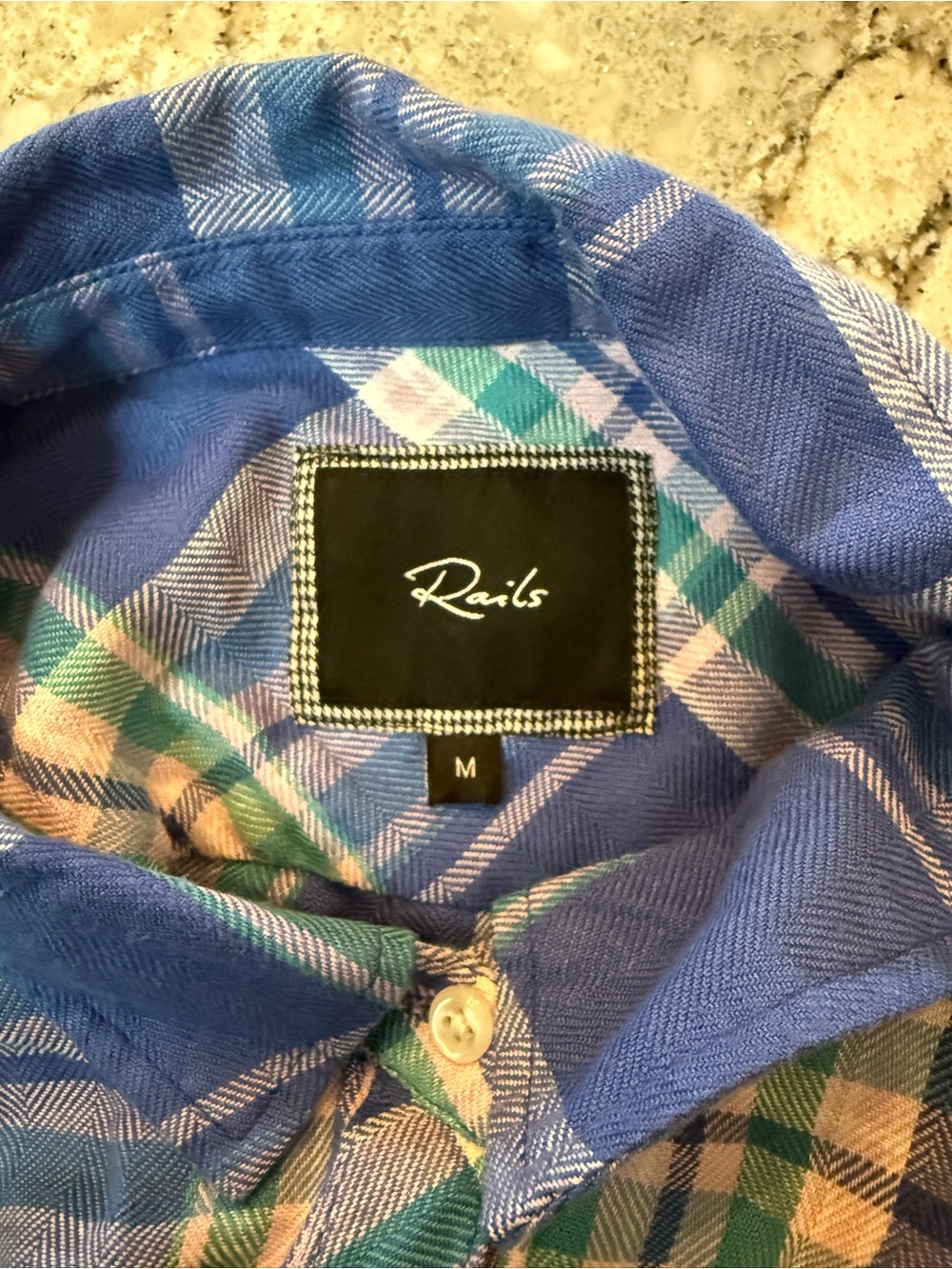 Rails Women’s Blue Plaid Button-Up Shirt Crop - Picture 3 of 3